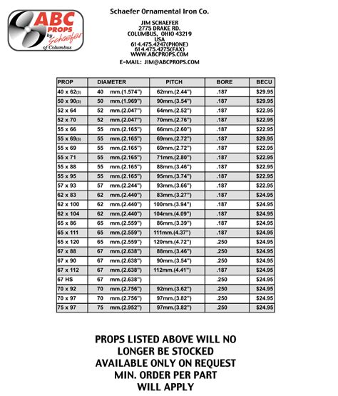 Mercury Boat Prop Pitch Chart