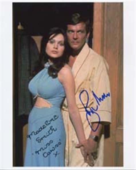 Item No. 11340: Cast Autograph "Roger Moore & Madeline Smith" :: b'bc 007 autographs and movie props