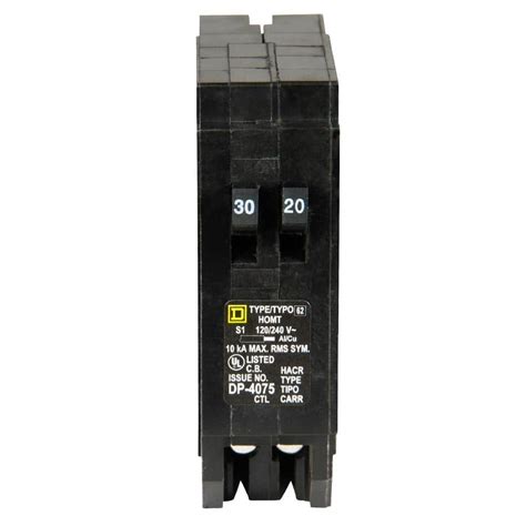 Square D Homeline 30 Amp - 20 Amp Single-Pole Tandem Circuit Breaker ...