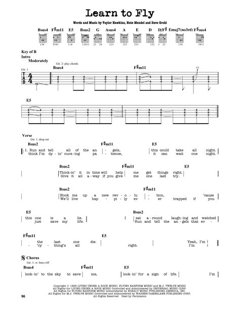 Learn To Fly by Foo Fighters - Guitar Lead Sheet - Guitar Instructor