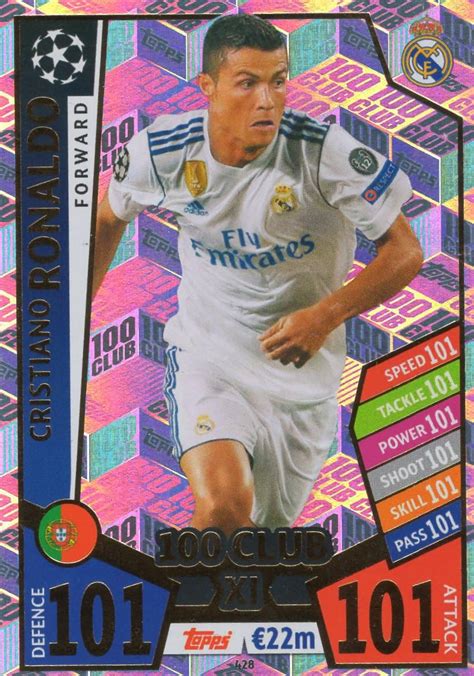 Match ATTAX Champions League 17/18 Cristiano Ronaldo 100 Club Trading Card - Real Madrid 17/18 ...