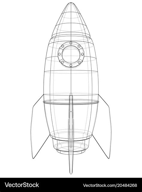 Rocket sketch rendering of 3d Royalty Free Vector Image