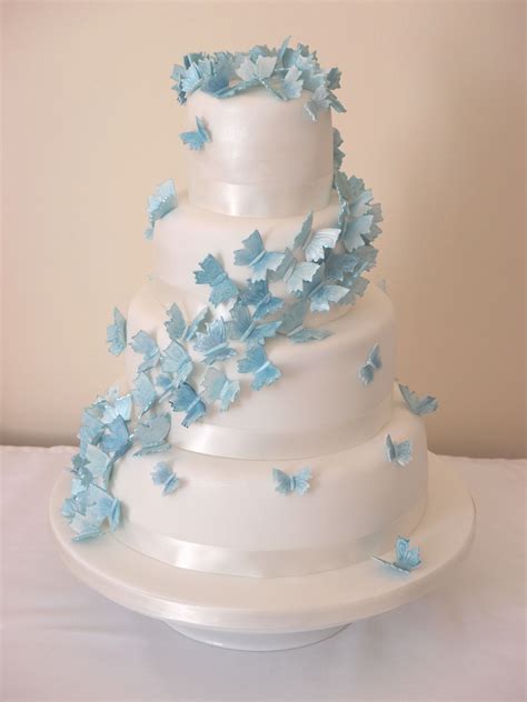 Blue Butterfly Wedding Cake