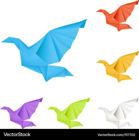 Origami doves set Royalty Free Vector Image - VectorStock