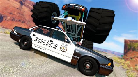 Awesome New Monster Truck Crushes Police Cars! - BeamNG Gameplay & Crashes - Cop Escape - YouTube