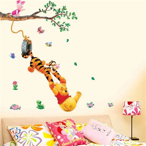 Winnie the Pooh cartoon wall stickers for children's room decoration removable wall sticker pvc ...