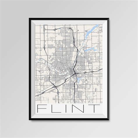 FLINT Michigan Map Flint City Map Print Flint Map Poster | Etsy