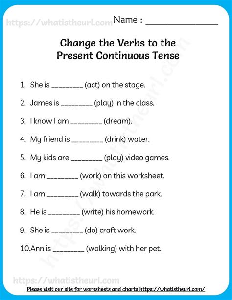 Change the Verbs to the Present Continuous Tense – Includes Key | Present continuous tense, 2nd ...