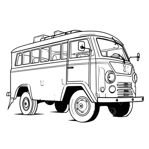 Vw Bus Outline Van Drawing Bay Window Clipart T2 Camper Colouring ...