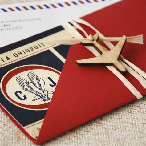 Vintage Air Mail Boarding Pass Wedding Invitation (Love is in the Air) Creative Wedding ...