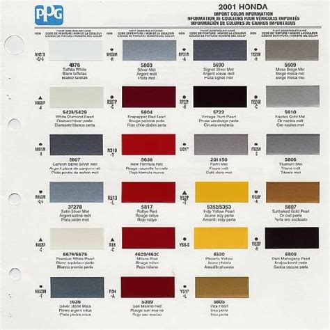 Honda Color Code Chart