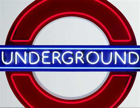 Neon London Underground Sign - Kemp London - Bespoke neon signs and prop hire.