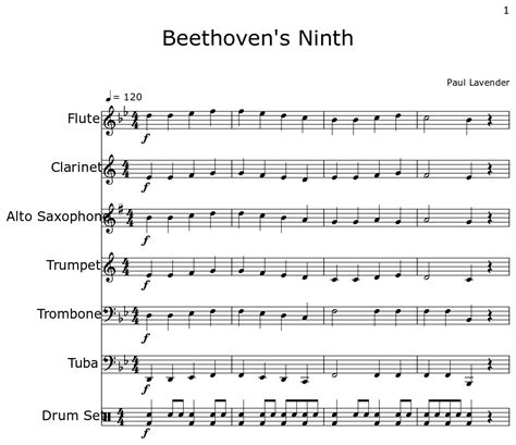 Beethoven's Ninth - Sheet music for Flute, Clarinet, Alto Saxophone ...