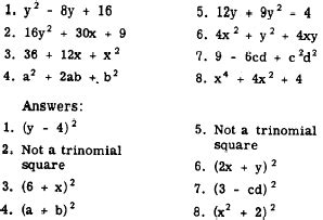 Trinomial Squares