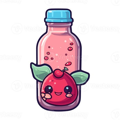 sparkling cranberry juice sticker cool colors kawaii clip art illustration. Transparent ...