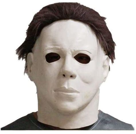 Michael Myers Horror Mask Full Head Deluxe Latex Rubber with Hair Halloween Fancy Dress Costume ...
