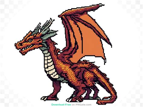 Pixel Art High Quality Red Orange Dragon PNG Image Download for Free – PNGate