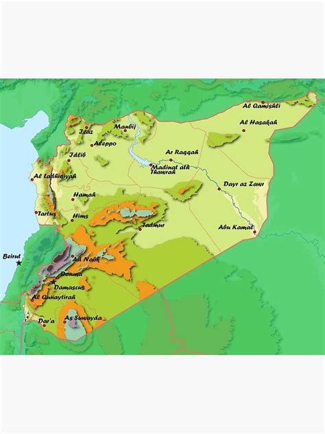 Syria detailed physical map topographic map of Syria with Country ...