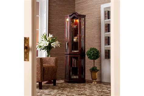 Gemson Corner Curio Cabinet - Mahogany | Ashley Furniture HomeStore