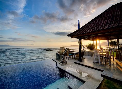 Photo Swimming bath Bungalow house sea view sunset Sea Nature Sky