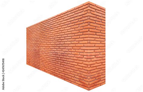 3D illustration brick wall perspective isolated on white background Stock Illustration | Adobe Stock