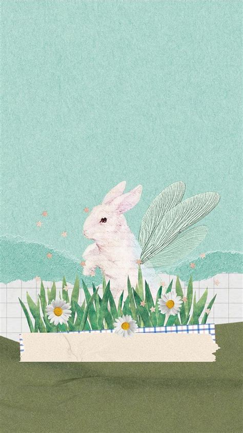 Winged rabbit green phone wallpaper | Premium Photo - rawpixel