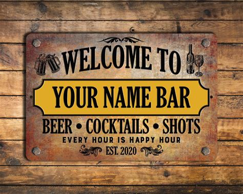 Custom Vintage Style Metal Bar Sign - Etsy | Custom bar signs, Bar signs, Custom bar
