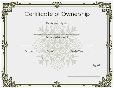 Certificate of Ownership Template Free Download for Land | Certificate templates, Free ...