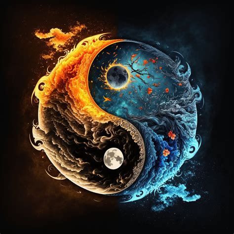 Water Fire Sun Moon Yin Yang Download, Instant Downloadable Wallpaper ...