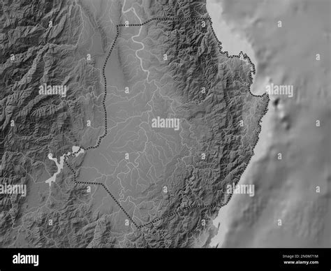 Isabela, province of Philippines. Grayscale elevation map with lakes ...