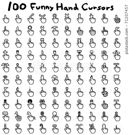 100 Funny Hand Cursors Set - 스톡일러스트 [71207457] - PIXTA