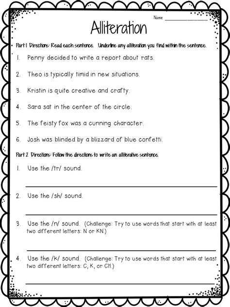 Alliteration worksheet FREE | Alliteration worksheet, Alliteration anchor chart, Alliteration