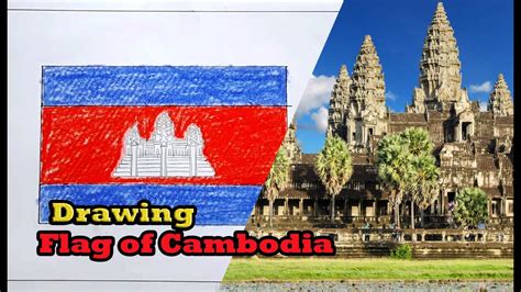 MENGGAMBAR BENDERA NEGARA KAMBOJA (Drawing Flag of Cambodia) - YouTube