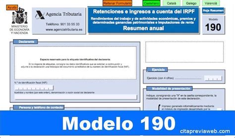 Descargar modelo 190: qué es, plazos e instrucciones - CitaPreviaWeb.com