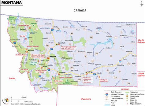 Montana Map, Map of Montana USA, MT Map