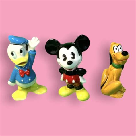 VINTAGE DISNEY MICKEY Donald Duck and Pluto Porcelain Ceramic Figures (Japan) $19.95 - PicClick