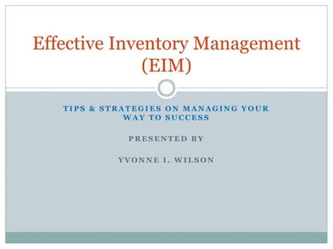 Best practices of inventory management