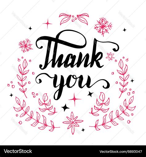 Thank you floral design calligraphy Royalty Free Vector