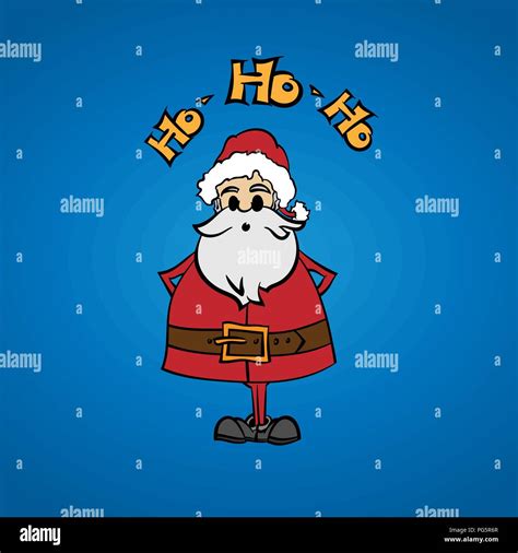 Funny Cartoon Santa says Ho Ho Ho, Christmas vector illustration Stock ...