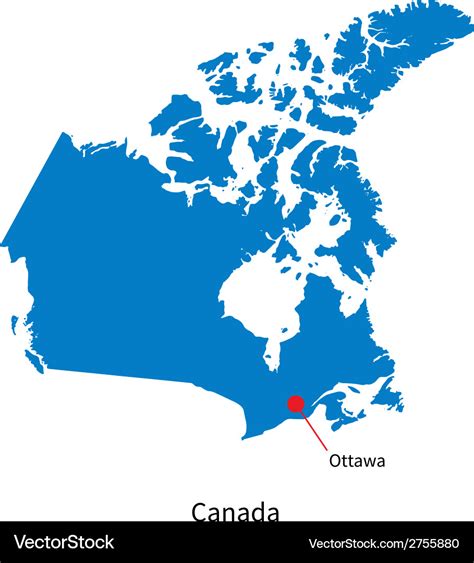 Detailed map of canada and capital city ottawa Vector Image