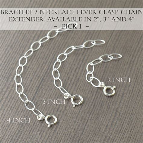 Sterling silver necklace extender for lever clasp in 2 - 4 inches ...