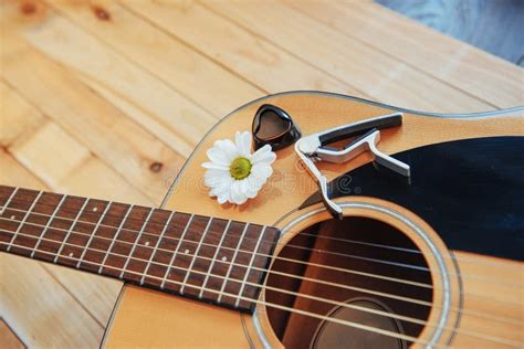 Photography Classical Guitar on a Light Brown Background Stock Image ...