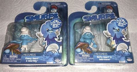 SMURFS The Lost Village Movie 4 figures Hefty Smurfstorm & Clumsy ...