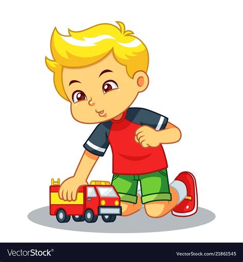 Boy playing with his truck toy Royalty Free Vector Image | Desenhos de ...