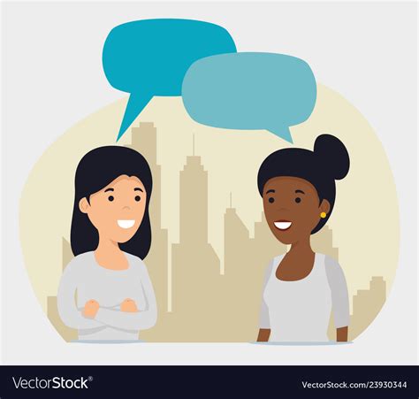 Girls friends with chat bubble message Royalty Free Vector