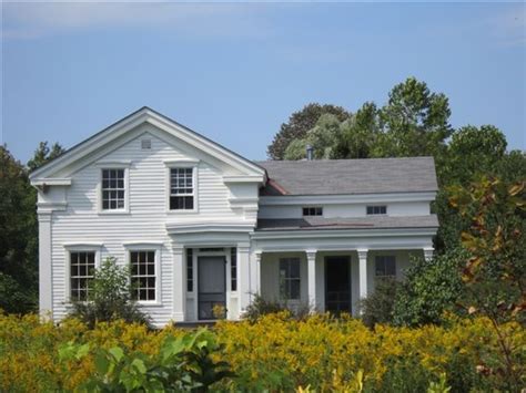 greek revival farmhouse | White Farm House. Greek Revival. mid 1800's. One and a Half Story Farm ...