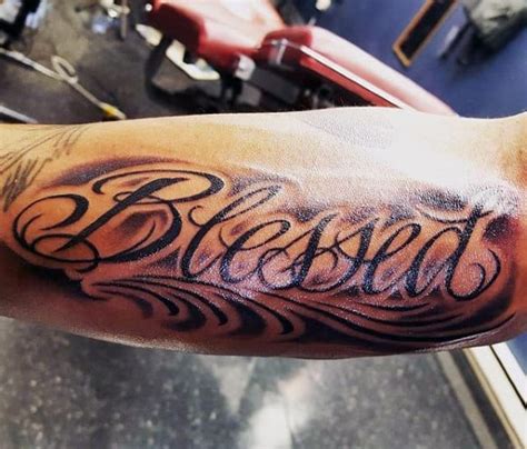 60 Blessed Tattoos For Men - Biblical Lettering Design Ideas