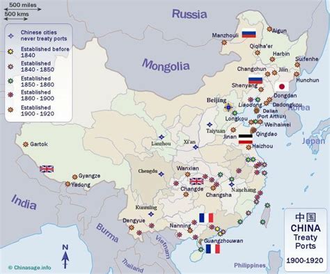 Map of all ports in China ceded to the UK, France, Germany, Russia ...