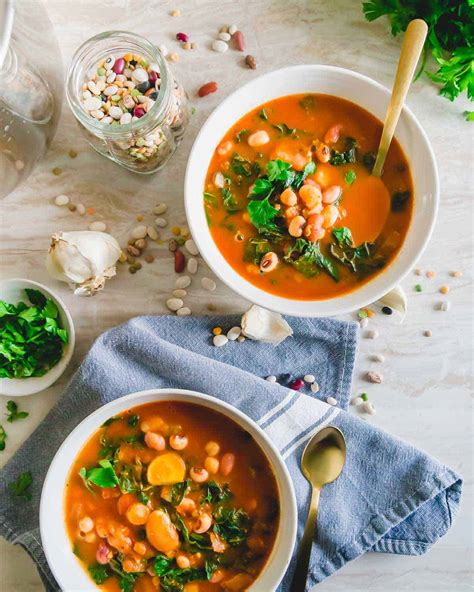 Instant Pot Bean Soup - Mixed Bean Soup with Kale Recipe