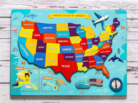 United States Map US Map USA Map Puzzle for Kids Montessori | Etsy